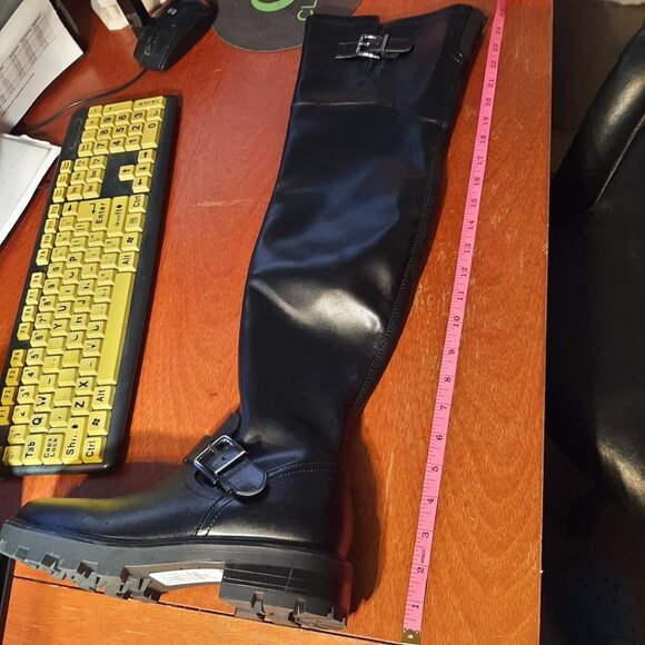Nine West Nans Lug Sole Over the Knee Boots Black Size 8 NEW Defect - Picture 1 of 8